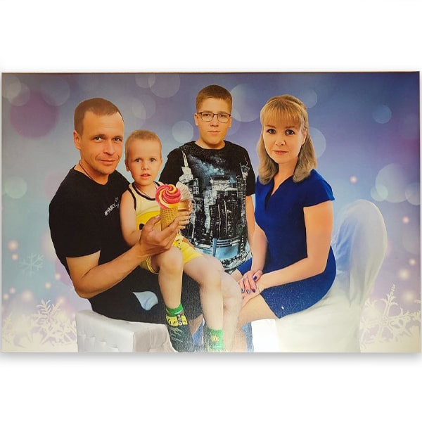 Семейный портрет на холсте из фотографий составной. Подарок для любимой.
