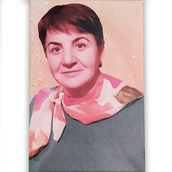 Портрет на юбилей жене. Цветной портрет с фото на холсте.